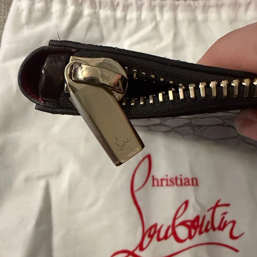 Christian Louboutin Cabata Crocodile Embossed Leather Wristlet - Picture 5 of 8